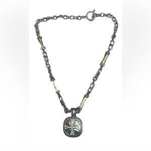 Unsigned Necklace Gold Silver Tone Twisted Rope Chain Link Awesome necklace